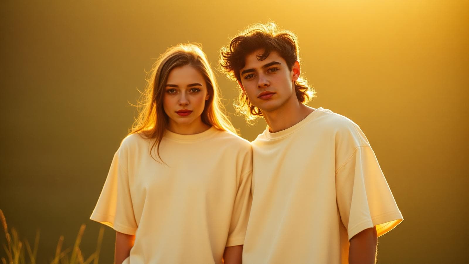 Couple in matching custom tshirts